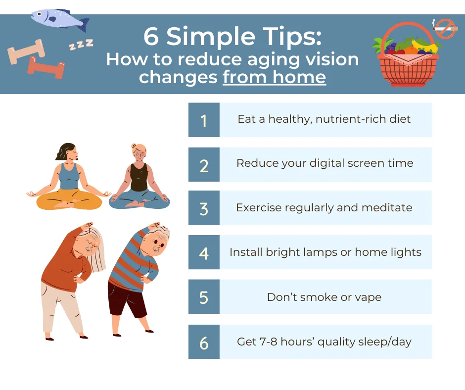  6 simple tips to reduce aging vision changes from home